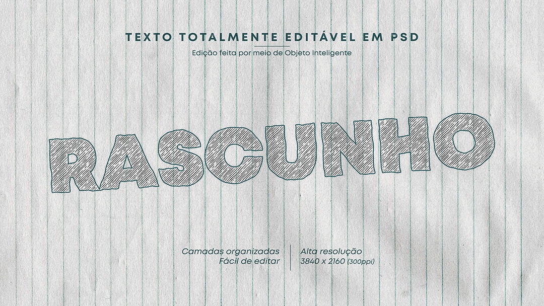 Efeito de Texto Rascunho Papel PSD Editável
