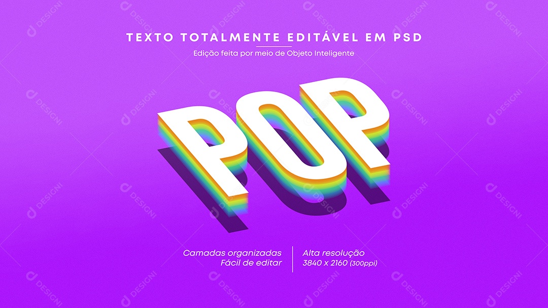 Efeito de Texto Pop Fundo Rosa PSD Editável