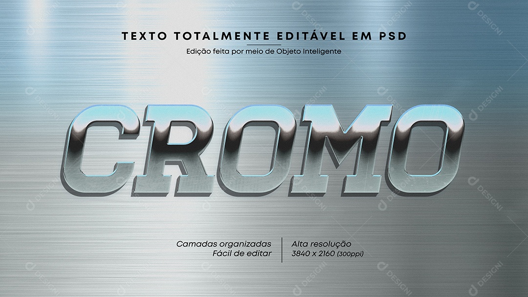 Efeito de Texto Cromo PSD Editável