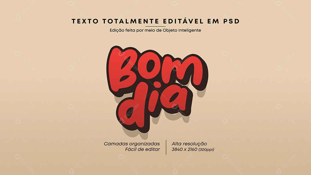 Efeito de Texto Bom dia PSD Editável