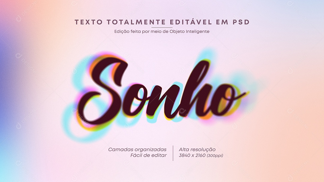 Efeito de Texto Sonho PSD Editável