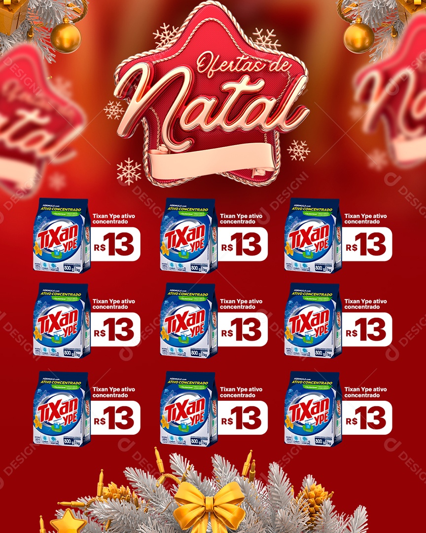 Encarte Ofertas de Natal Supermercado Feliz Natal Social Media PSD Editável