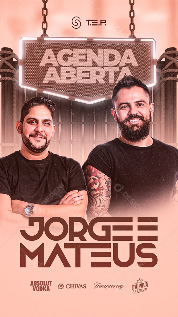 Story Agenda Aberta Jorge e Mateus Flyer Social Media PSD Editável