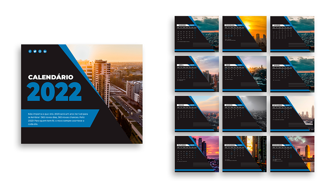 Modelo de Calendário 2023 Ano Novo PSD Editável