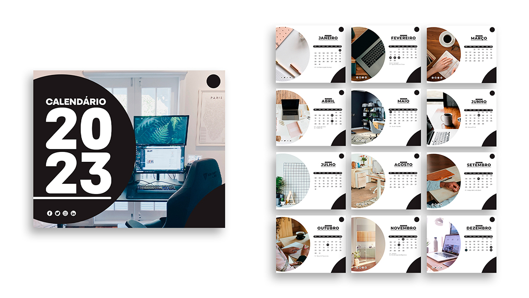 Modelo de Calendário 2023 Ano Novo PSD Editável