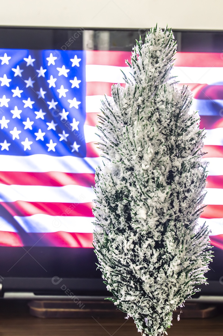 Mini árvore natal lado Feliz Natal