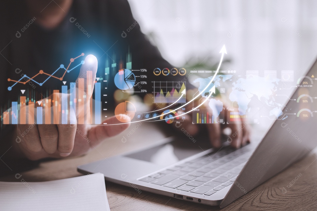 Análise de dados para o conceito de negócios e finanças. interface gráfica