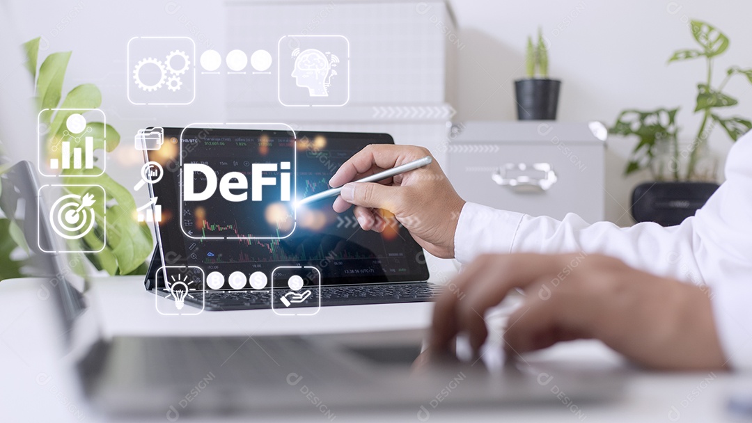 Finanças Descentralizadas. tecnologia blockchain criptomoeda