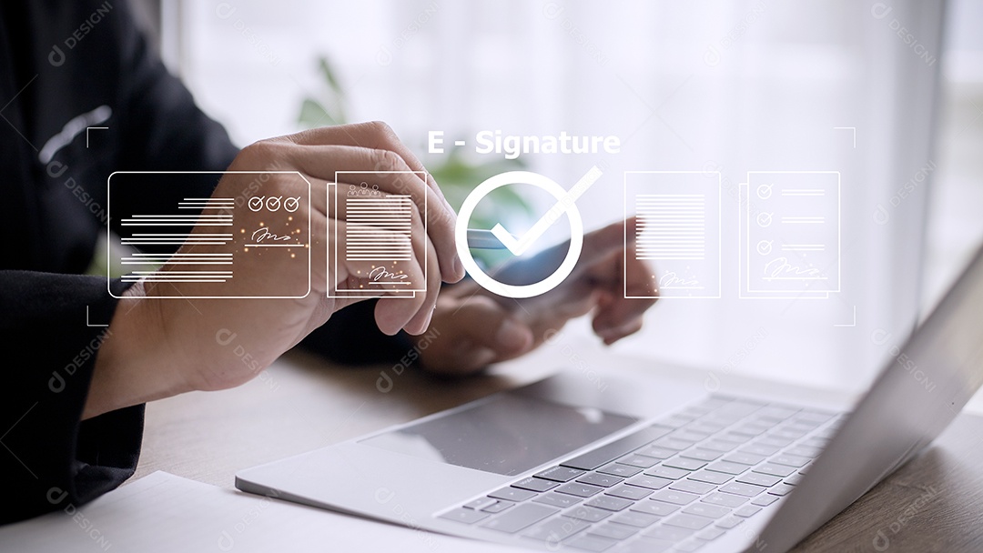 Assinatura eletrônica e conceito de escritório sem papel