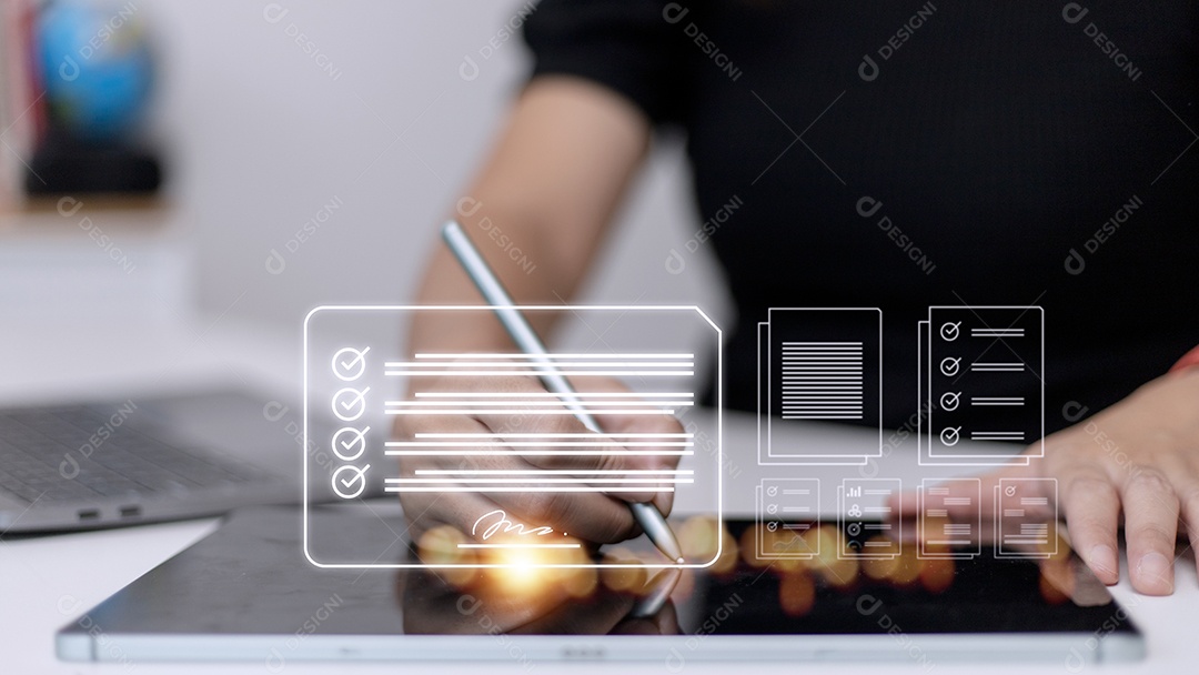 Assinatura eletrônica e conceito de escritório sem papel