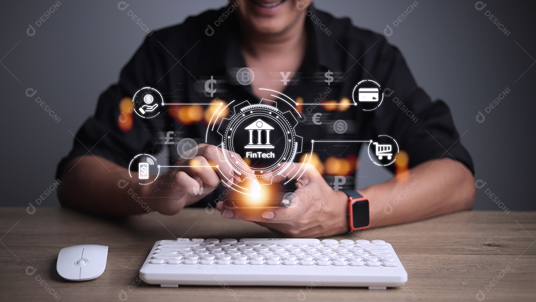 Futuro do empresário do conceito de tecnologia financeira selecionando