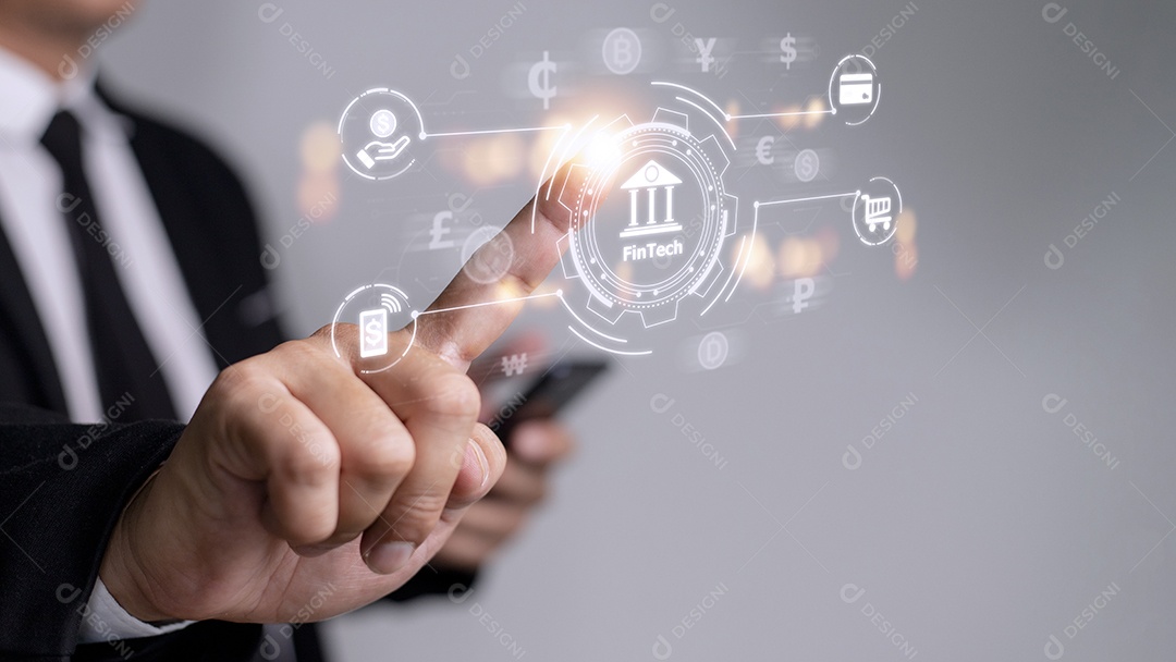 Futuro do empresário do conceito de tecnologia financeira selecionando