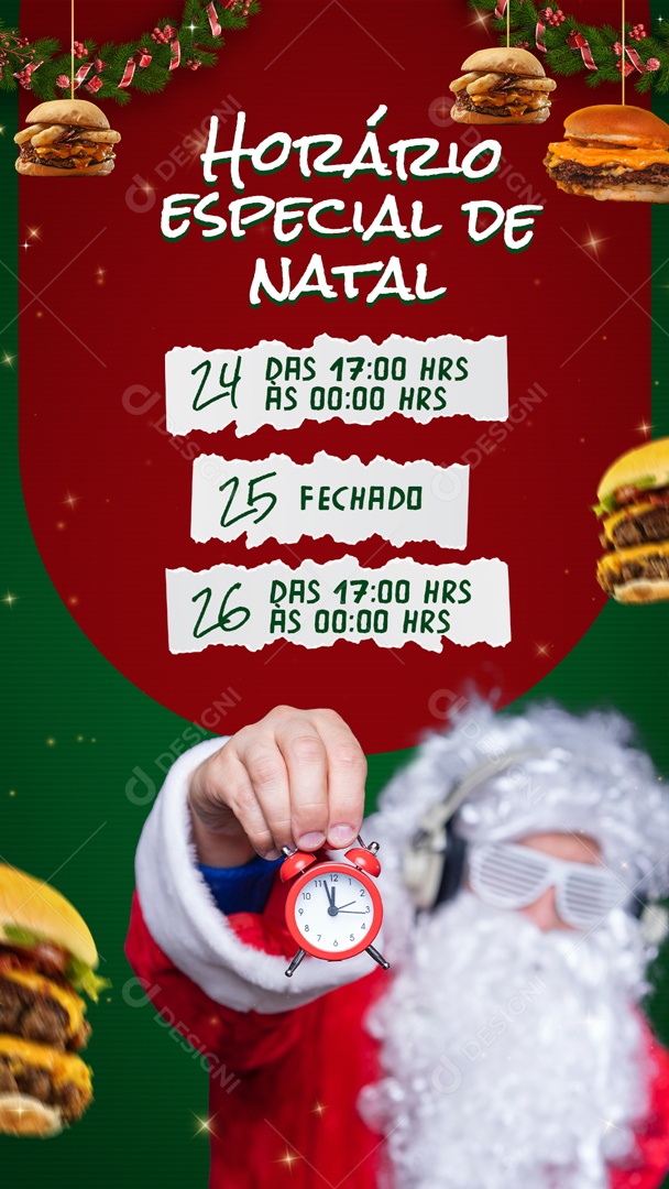 Story Hamburgueria Horário Especial de Natal Social Media PSD Editável