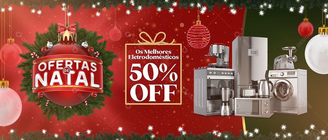 Social Media Banner Ofertas de Natal Produtos PSD Editável
