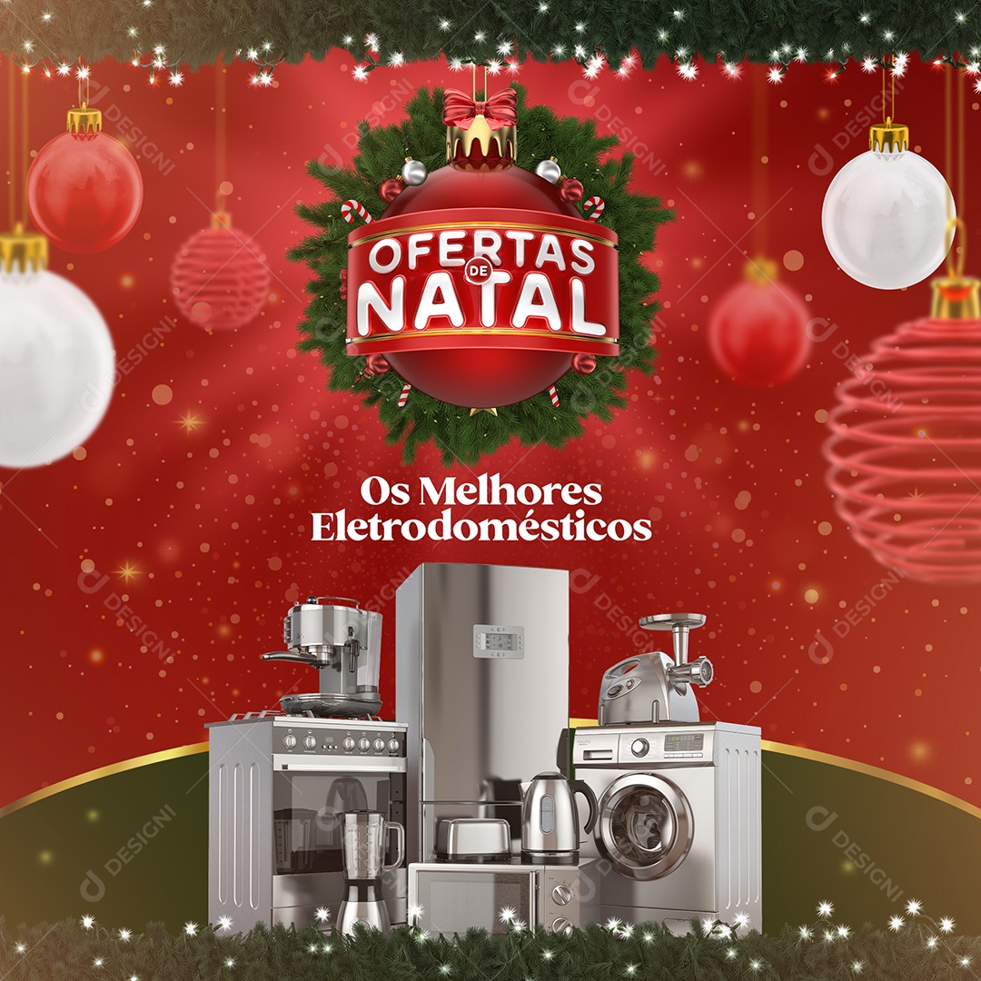 Social Media Feed Ofertas de Natal Produtos PSD Editável