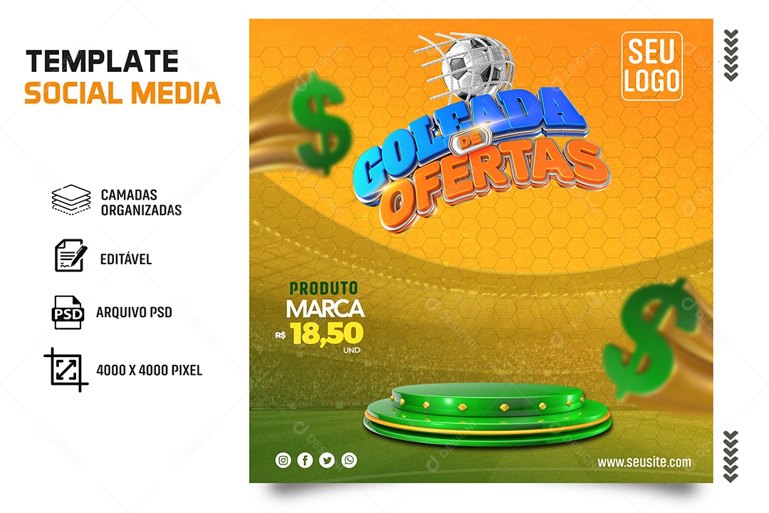 Goleada de Ofertas Social Media PSD Editável