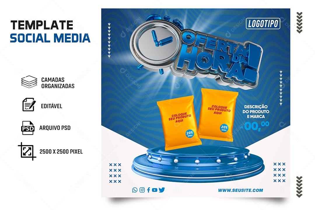 Encarte Oferta da Hora Social Media PSD Editável
