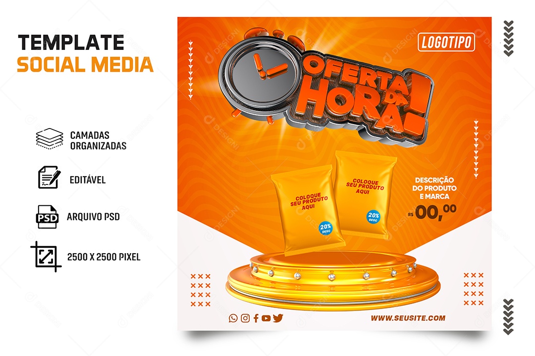 Encarte Oferta da Hora Social Media PSD Editável
