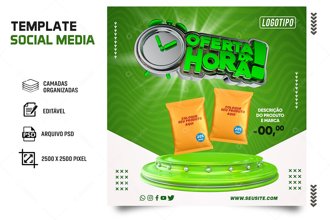 Encarte Oferta da Hora Social Media PSD Editável