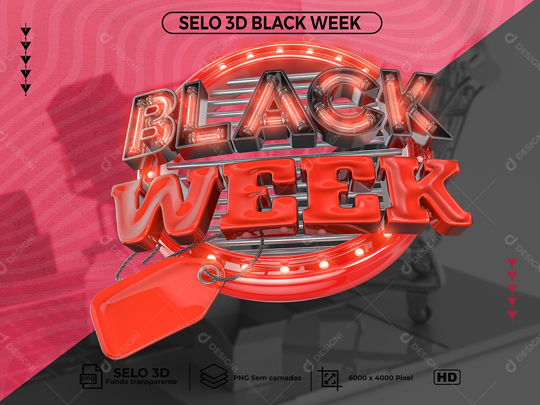 Selo 3D Para Composição Black Week PNG