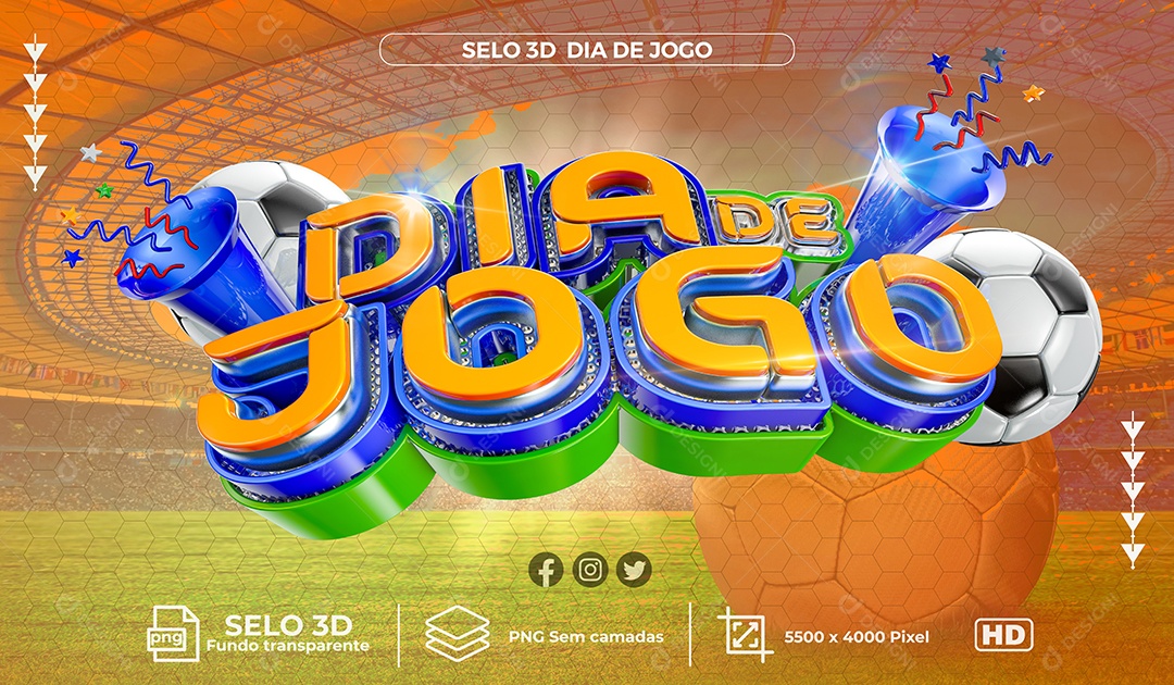 Selo 3D Para Composição Dia de Jogo PNG