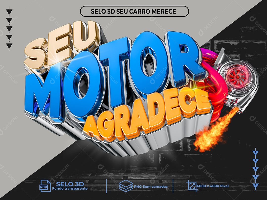 Selo 3D Para Composição Seu Motor Agradece PNG