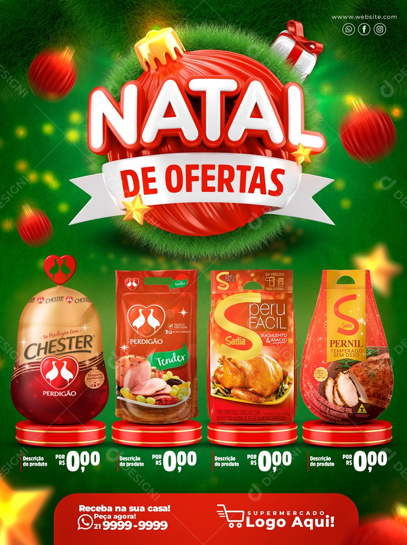 Natal de Ofertas Venha Conferir Social Media PSD Editável