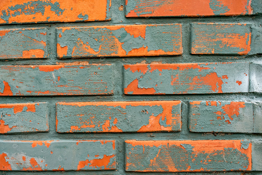 Fundo de textura de parede de tijolos com pintura descascada