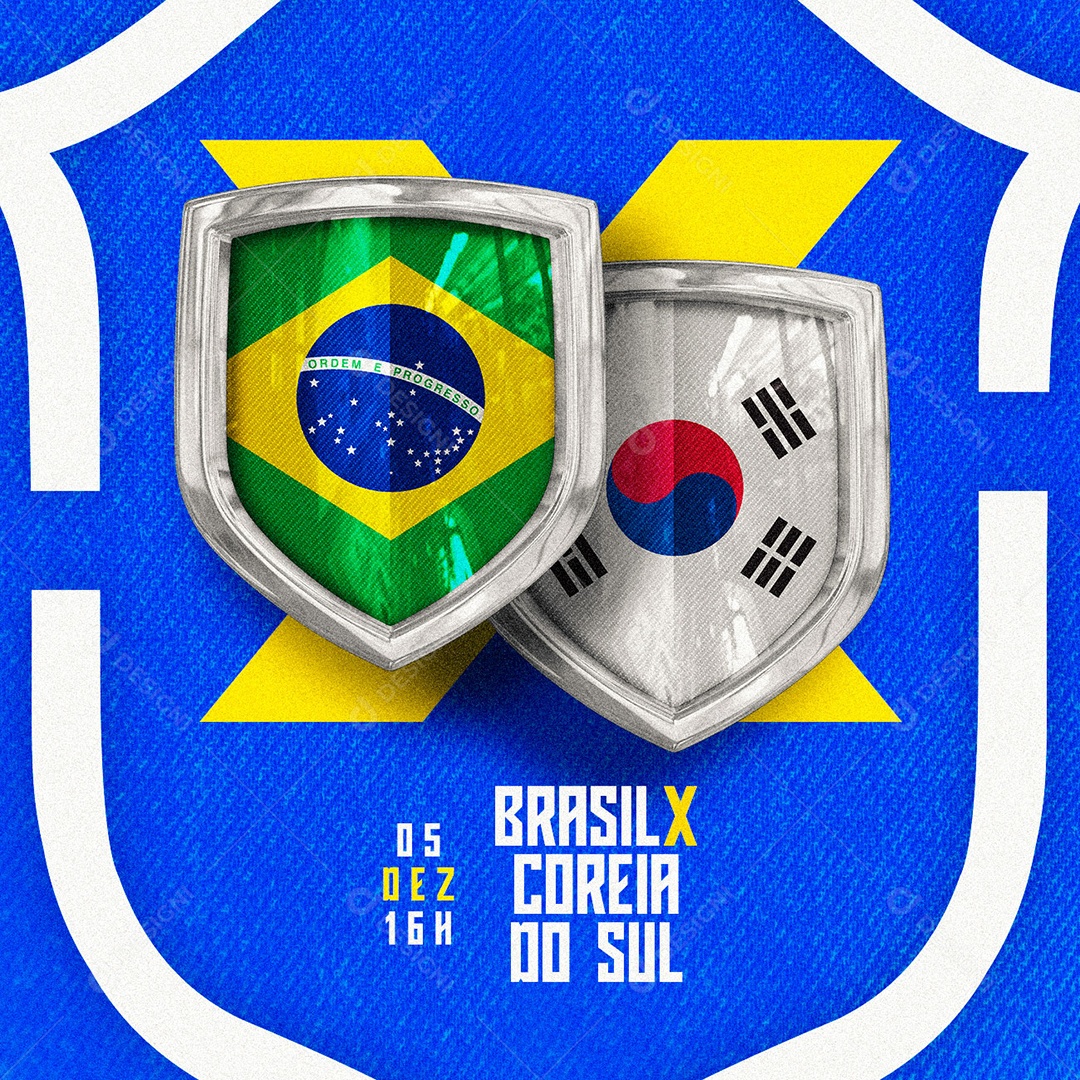 Jogo Copa do Mundo Brasil x Coreia do Sul Futebol Social Media PSD Editável