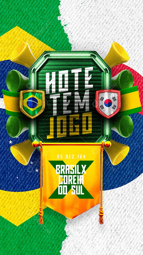 Story Hoje tem Jogo do Brasil x Coreia do Sul Copa do Mundo Social Media PSD Editável