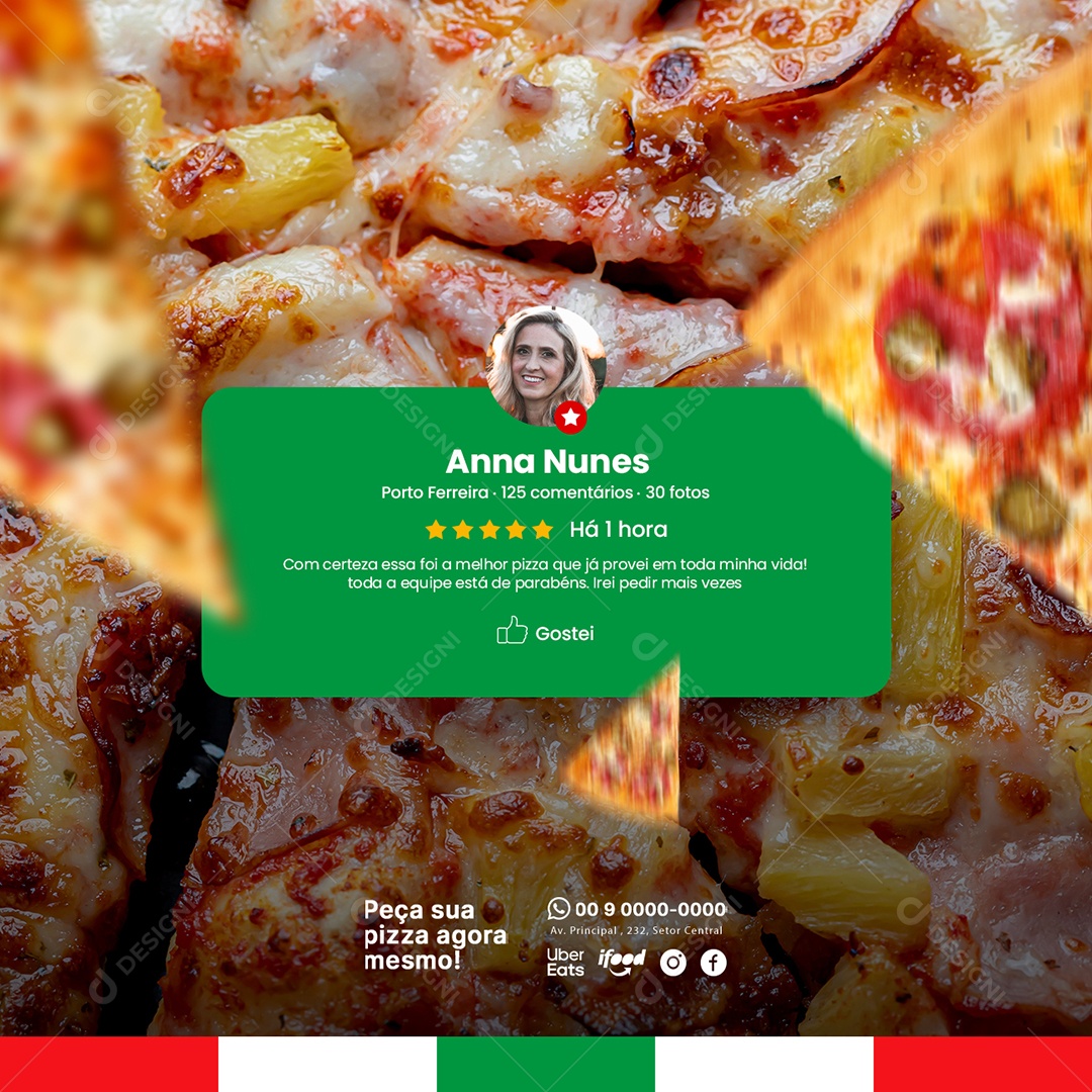 Feedback Certeza Essa foi a Melhor Pizza que Já Provei Pizzaria Social Media PSD Editável