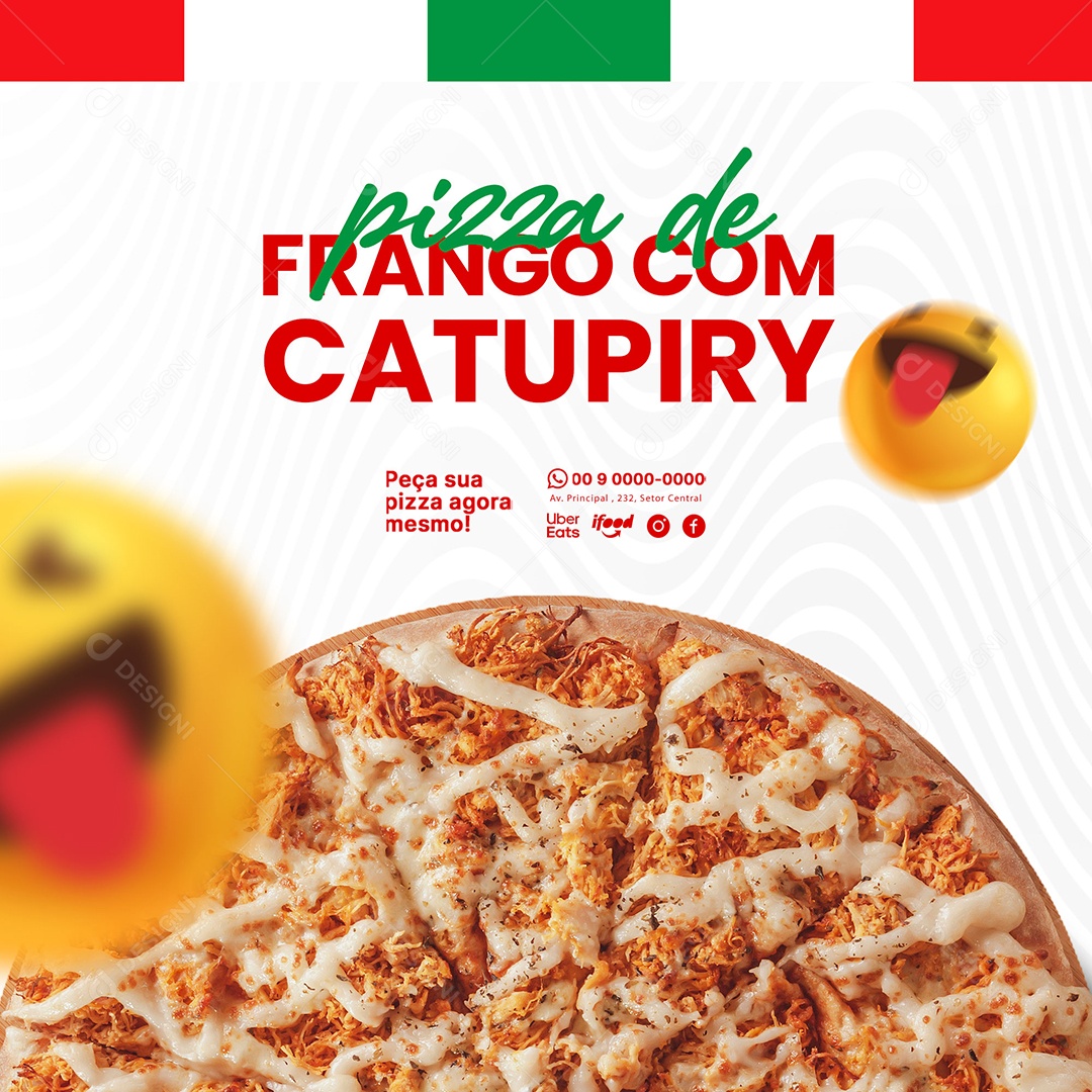 Pizza de Frango com Catupiry Pizzaria Social Media PSD Editável