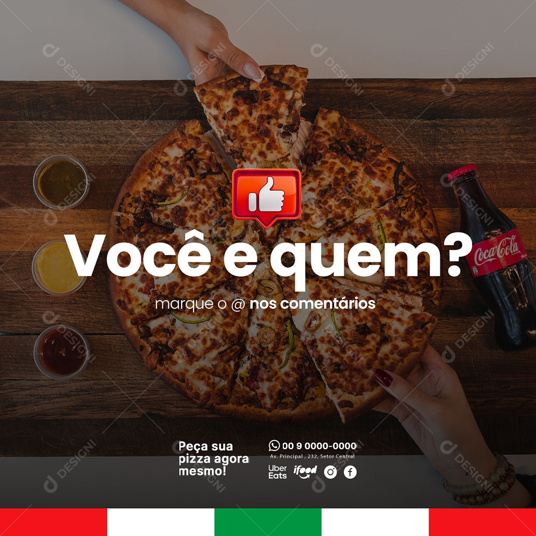 Você e Quem Marque a Pizzaria Social Media PSD Editável