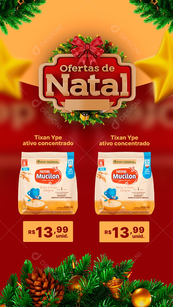 Story Encarte Ofertas de Natal Supermercado Feliz Natal Social Media PSD Editável