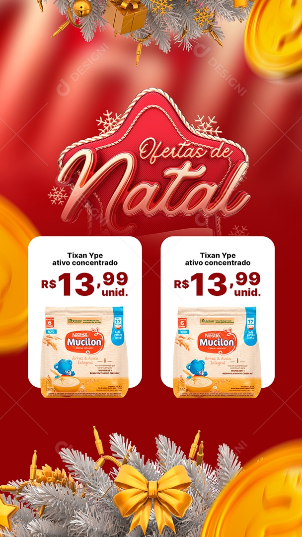 Story Encarte Ofertas de Natal Supermercado Feliz Natal Social Media PSD Editável
