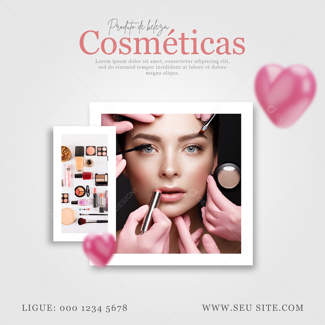 Produtos de Beleza Cosméticas 50% de Desconto Social Media PSD Editável