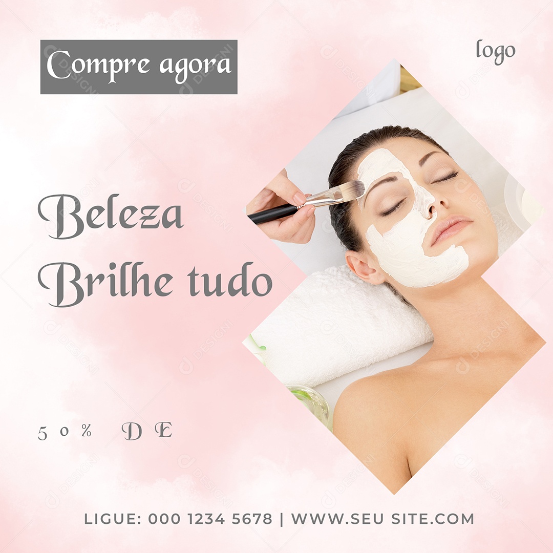 Beleza Brilhe Tudo Cosméticos Social Media PSD Editável