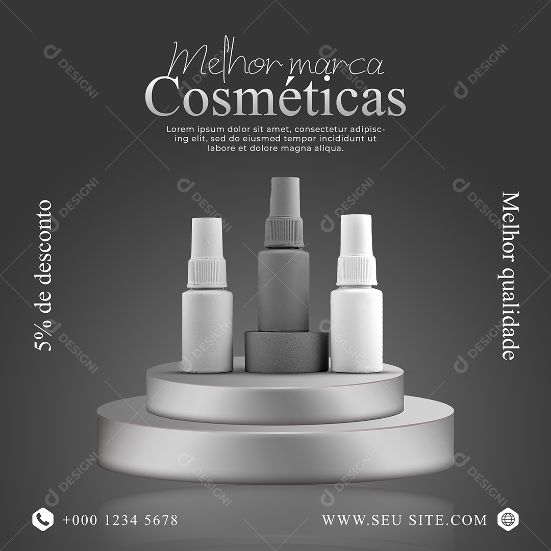 Melhor Marca Cosméticos 50% de Desconto Social Media PSD Editável