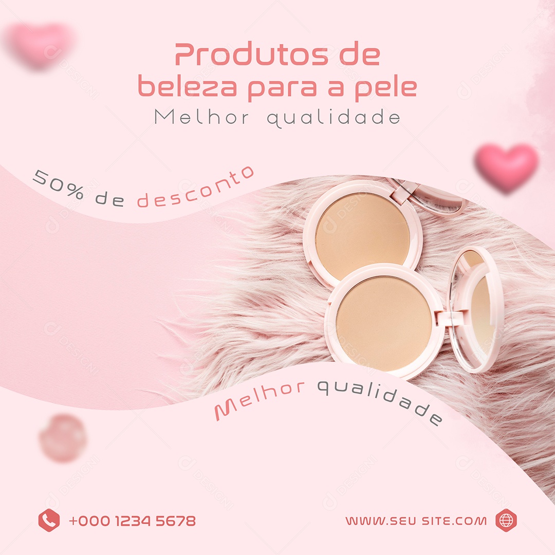 Produtos de Beleza para a Pele 50% de Desconto Clinica Social Media PSD Editável