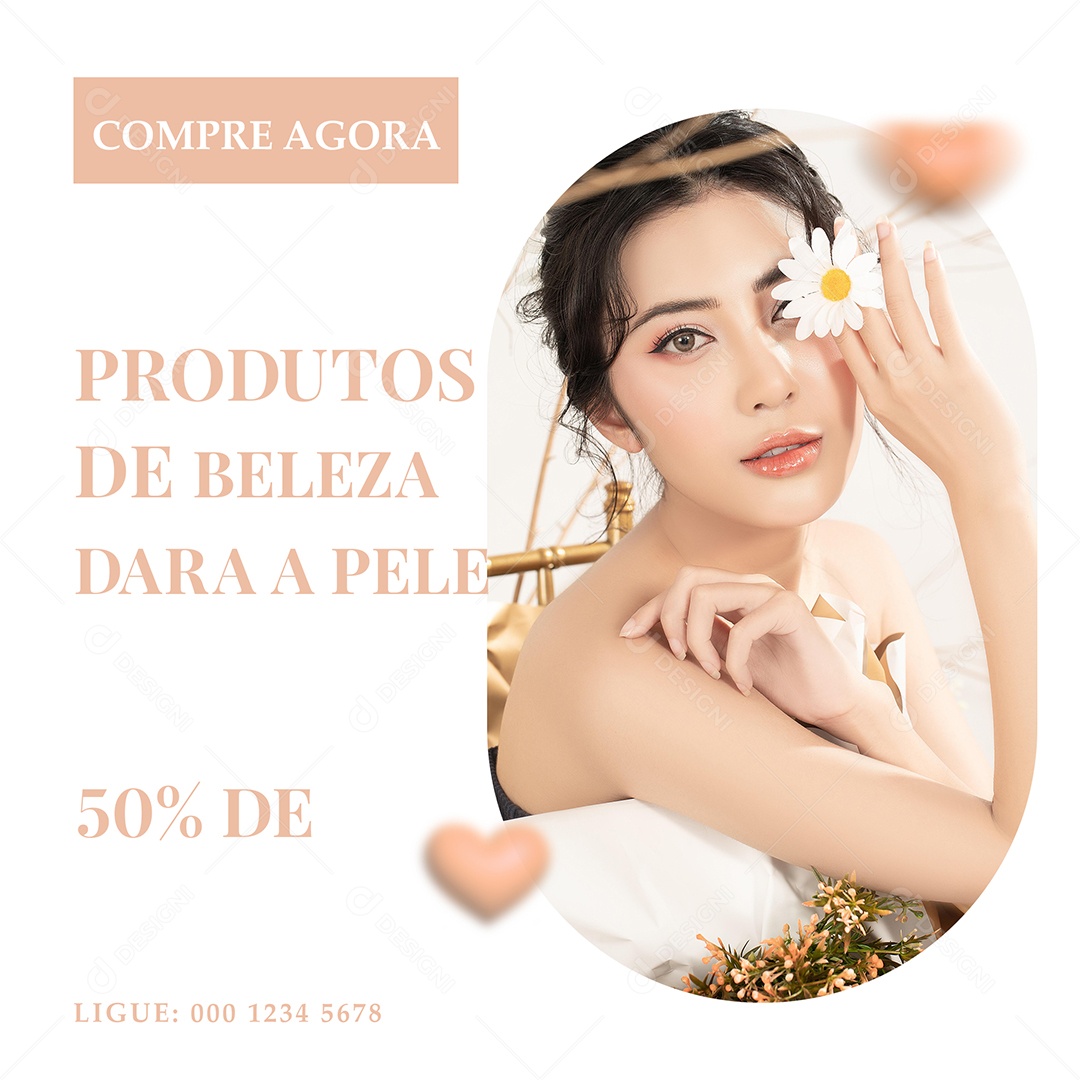 Produtos de Beleza para a Pele 50% de Desconto Clinica Social Media PSD Editável