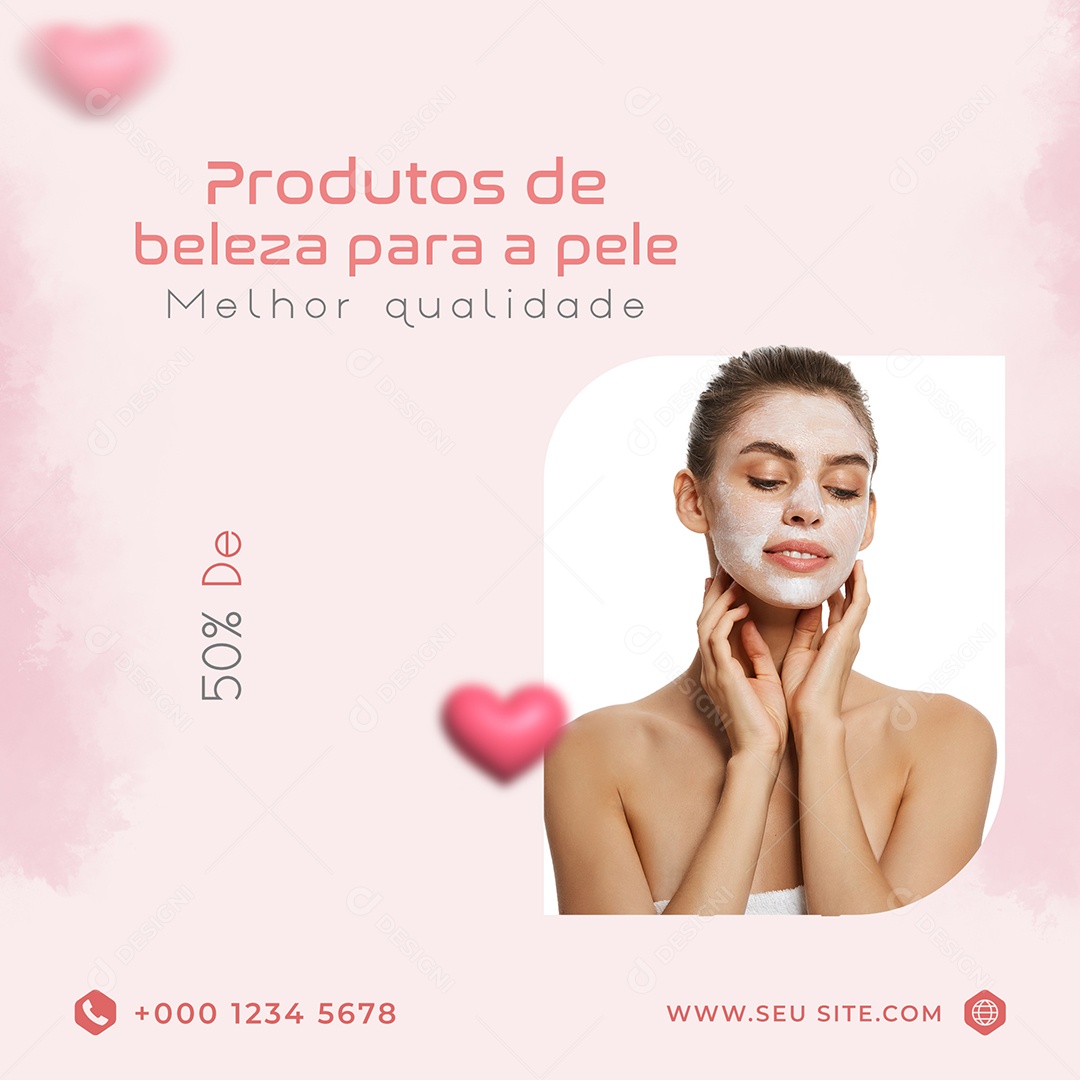 Clinica Produtos de Beleza para a Pele Social Media PSD Editável