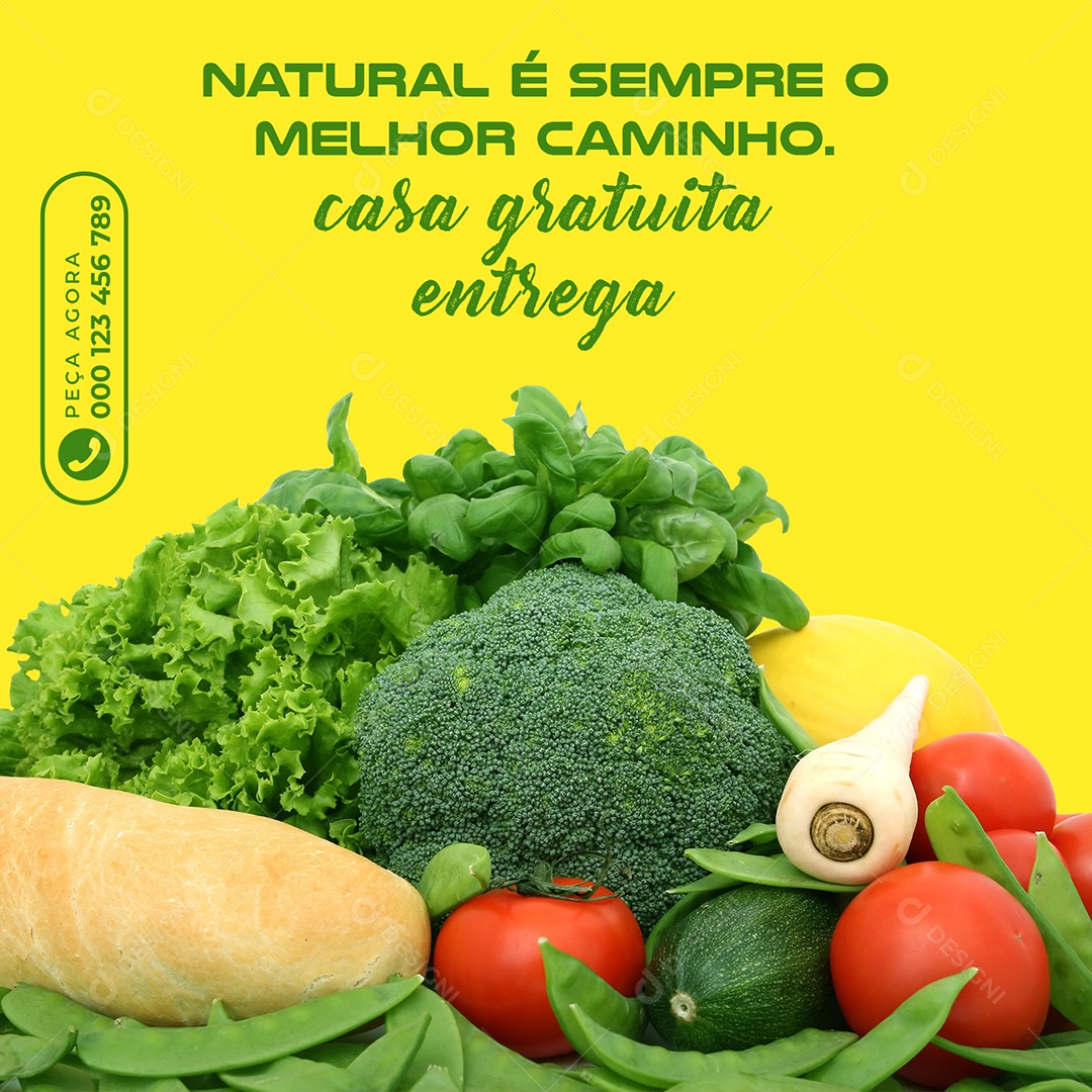 Natural é Sempre o Melhor Caminho Hortifruti Social Media PSD Editável