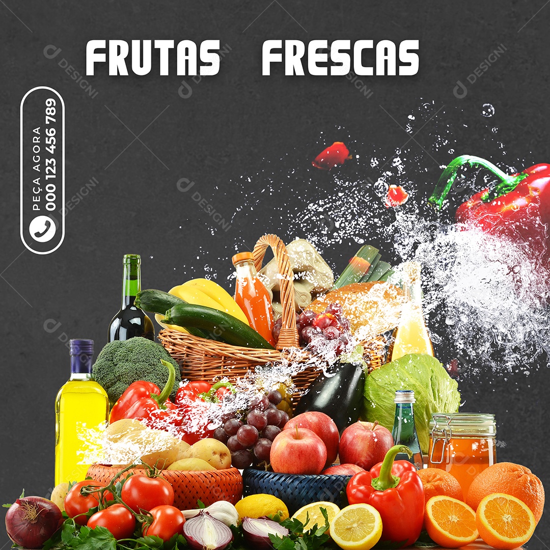 Frutas Fresco Hortifruti Social Media PSD Editável