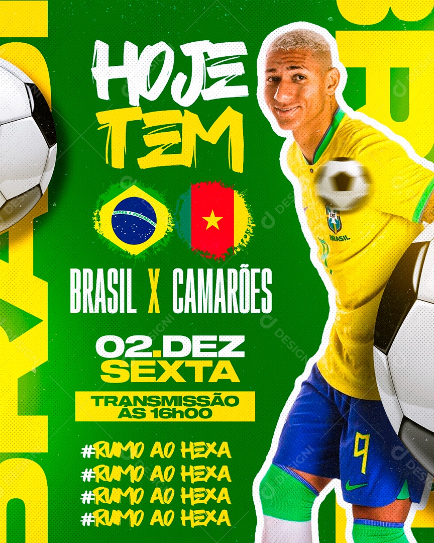 Today There's Brazil VS Cameroon Feed Editable PSD