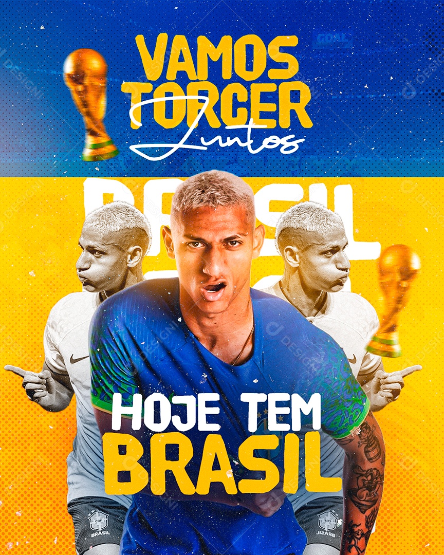 Vamos Torcer Juntos Hoje Tem Brasil Feed PSD Editável