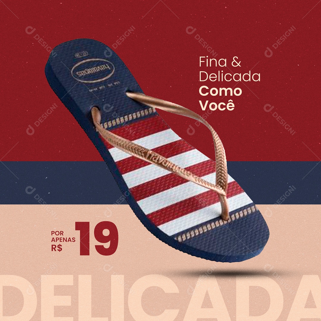 Fina & Delicada Como Você Loja de Chinelos Social Media PSD Editável