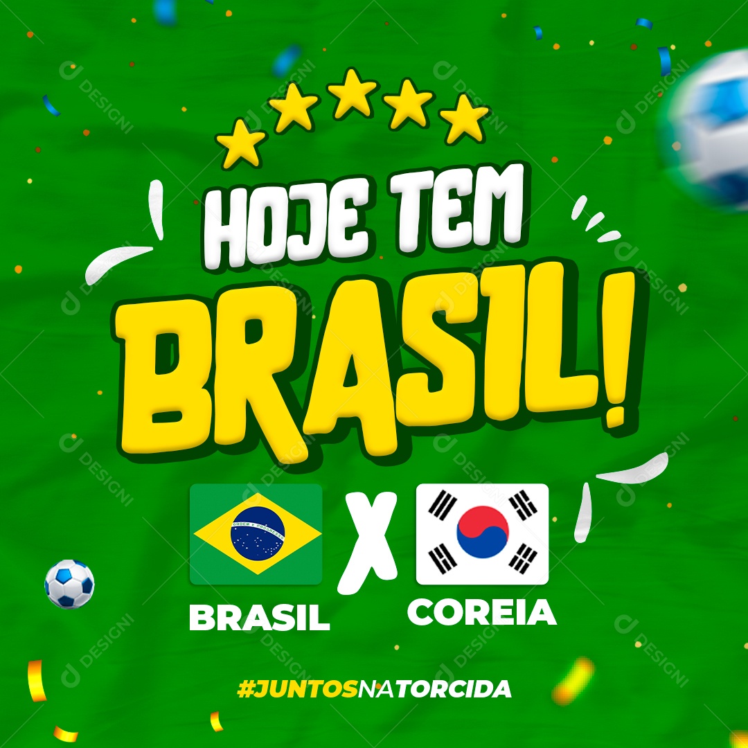 Copa do Mundo Hoje Tem Brasil x Coreia Social Media PSD Editável