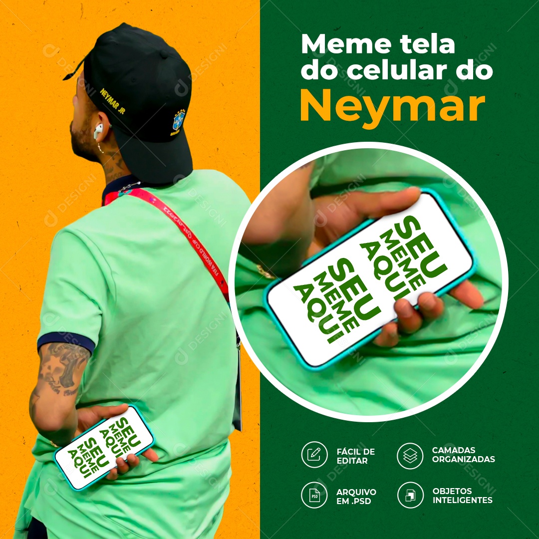 Meme Tela do Celular do Neymar Social Media PSD Editável