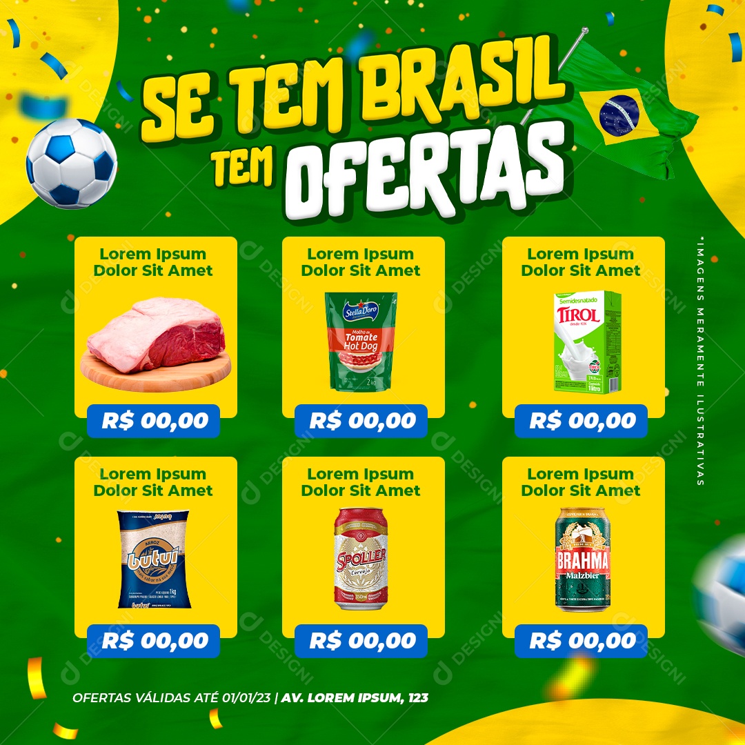 Encarte se Tem Brasil Tem Ofertas Social Media PSD Editável