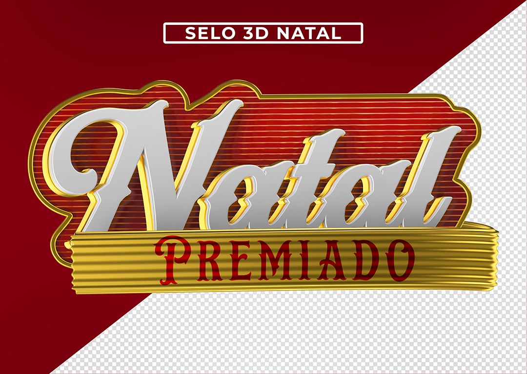 Selo 3D Natal Premiado Para Composição PSD